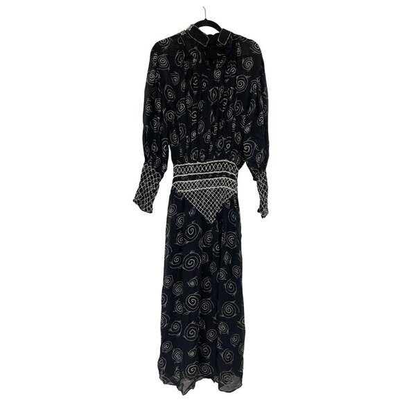 Zara Womens Midi Dress Size XS Long Sleeve Black Beaded Printed 7521/246 NWT - Picture 2 of 16